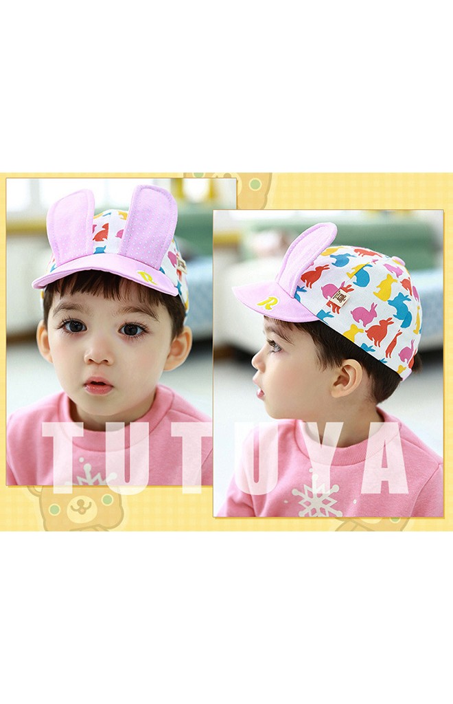 หมวกแก๊ปลายกระต่ายแต่งหูกระต่ายยาว จาก TUTUYA