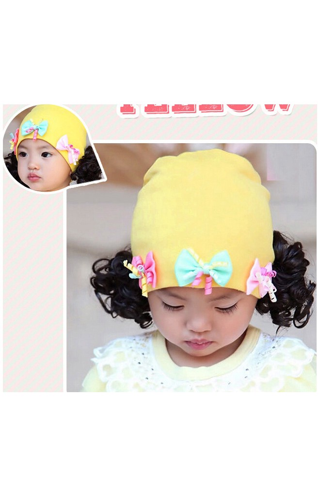 หมวกปอยผมแต่งโบว์น่ารักๆ 3 สี