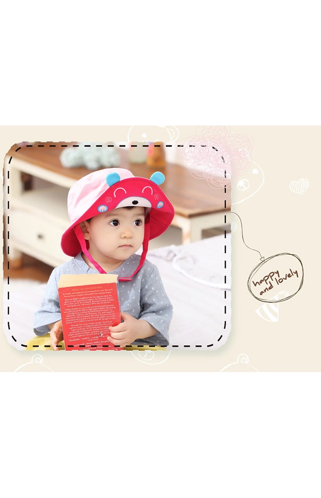 หมวกเด็กปีกกว้างหน้าหมีน้อย ดีไซน์น่ารัก