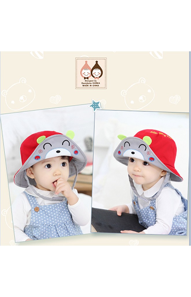 หมวกเด็กปีกกว้างหน้าหมีน้อย ดีไซน์น่ารัก
