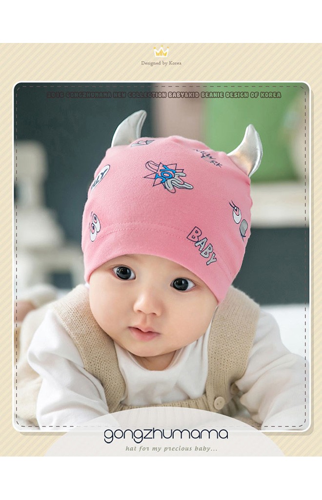 หมวกบีนนี่แต่งเขา สกรีนลายเท่ๆ