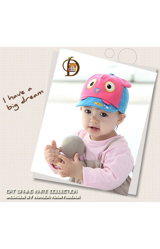 หมวกแก๊ปแมวตาโต ปีกหมวกสกรีน HAPPYBABY LOVE CAT