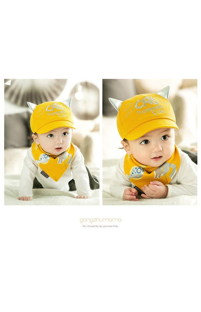 เซ็ตหมวกแก๊ปปักอักษร CATS มาพร้อมผ้ากันเปื้อนลายแมว จาก GZMM
