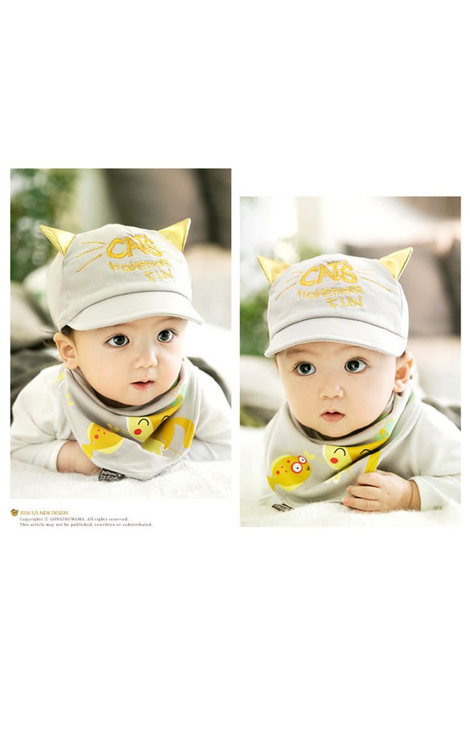 เซ็ตหมวกแก๊ปปักอักษร CATS มาพร้อมผ้ากันเปื้อนลายแมว จาก GZMM
