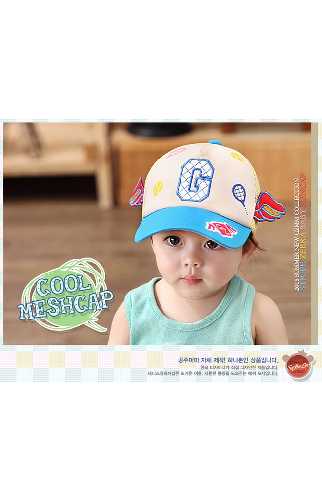 หมวกแก๊ปปักอักษร G สกรีนลายเทนนิส แต่งปีกน่ารัก จาก GZMM