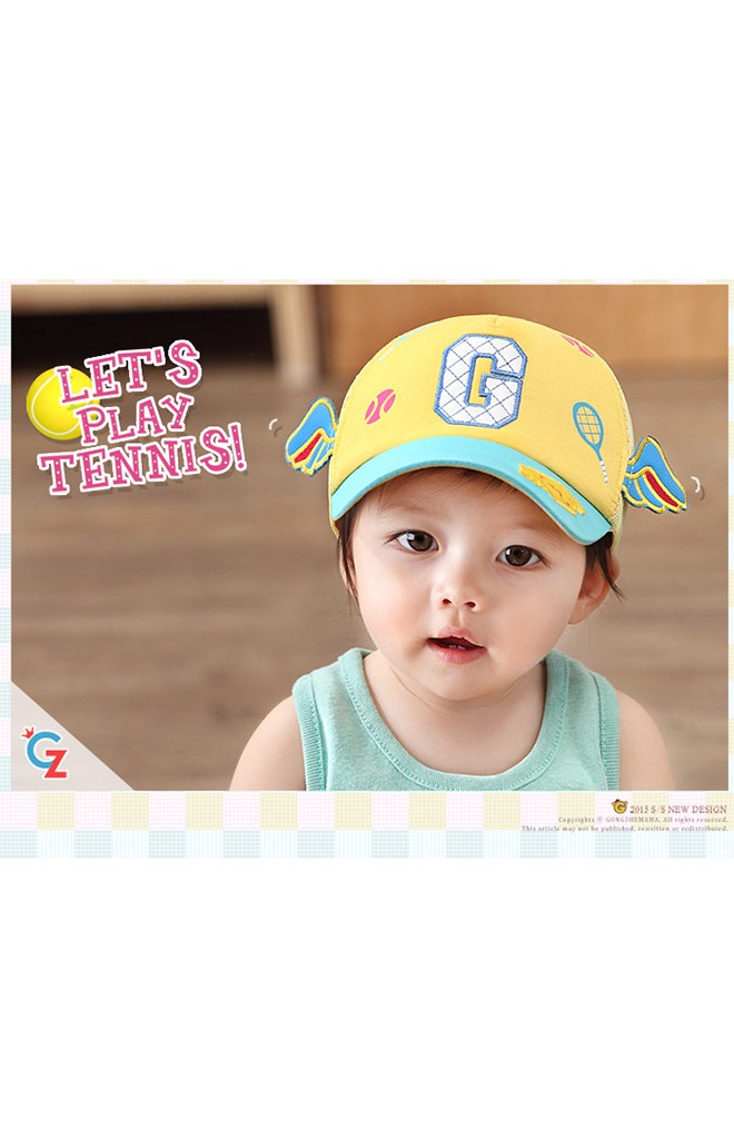 หมวกแก๊ปปักอักษร G สกรีนลายเทนนิส แต่งปีกน่ารัก จาก GZMM