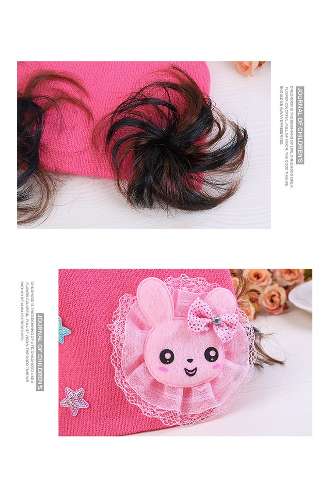 หมวกปอยผมแต่งกระต่ายพร้อมระบายสวยหวาน