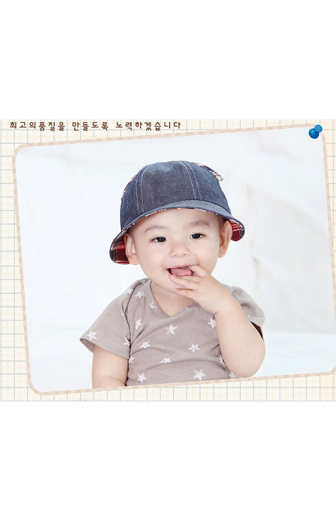 หมวกสียีนส์แต่งหูและใต้ปีกหมวกลายสก๊อต จาก GZMM