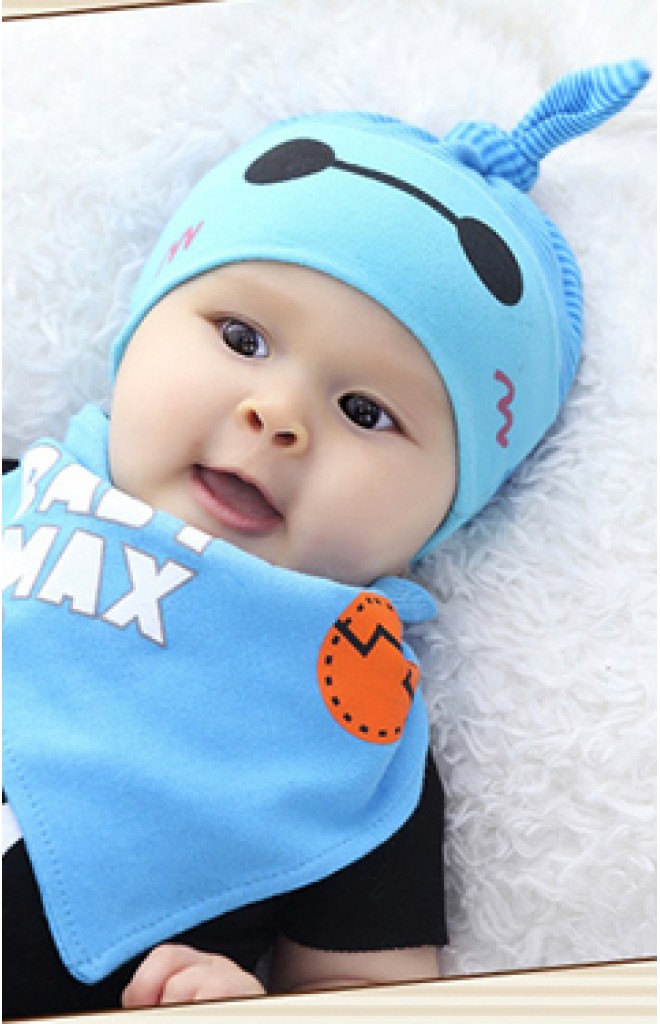 เซ็ตหมวกเด็กเล็กพร้อมผ้ากันเปื้อนลาย BABY MAX จาก dandy bebe