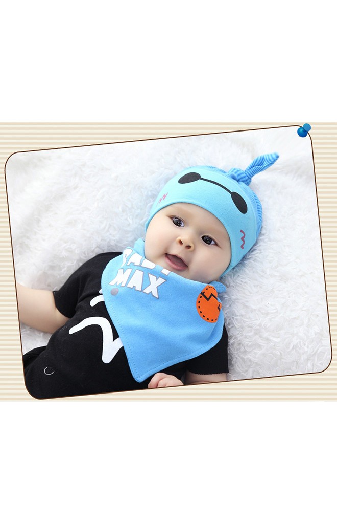เซ็ตหมวกเด็กเล็กพร้อมผ้ากันเปื้อนลาย BABY MAX จาก dandy bebe
