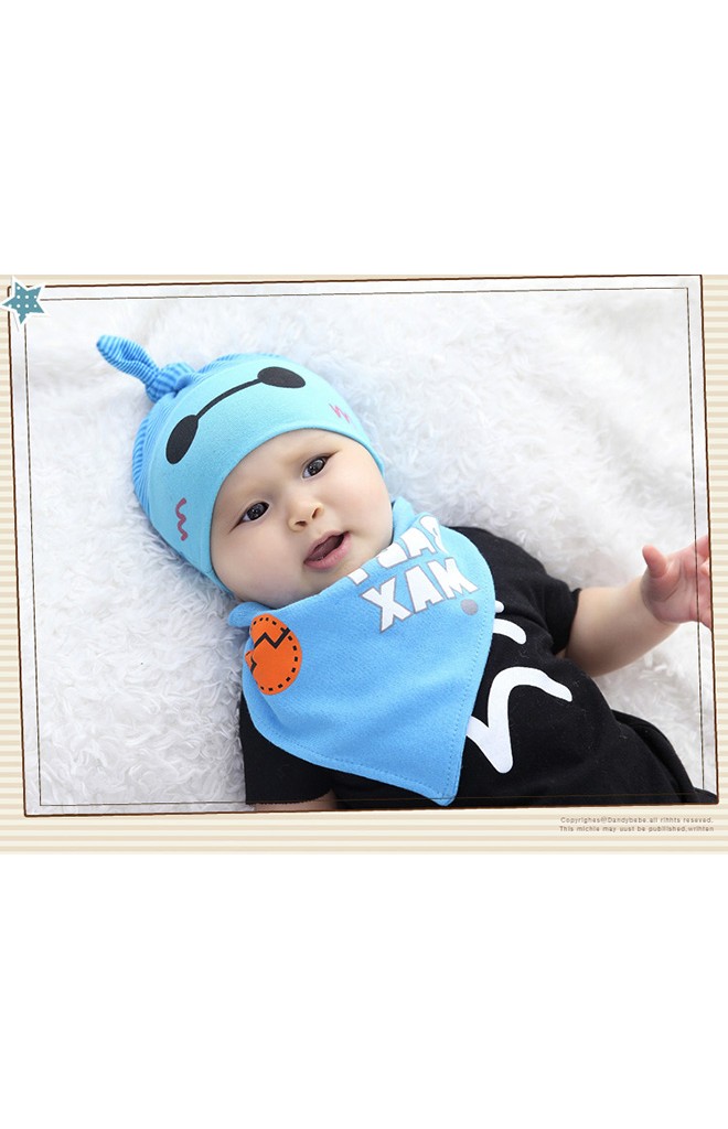 เซ็ตหมวกเด็กเล็กพร้อมผ้ากันเปื้อนลาย BABY MAX จาก dandy bebe