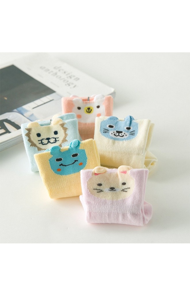 ถุงเท้าเด็กแบบสั้นหน้ารูปสัตว์น่ารัก ไม่มีกันลื่น