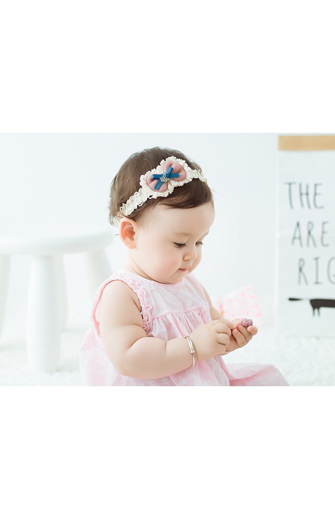 สายคาดผมโบว์น่ารักๆ สายลูกไม้สีครีม