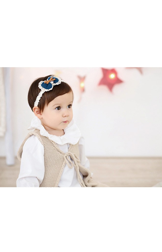สายคาดผมโบว์น่ารักๆ สายลูกไม้สีครีม