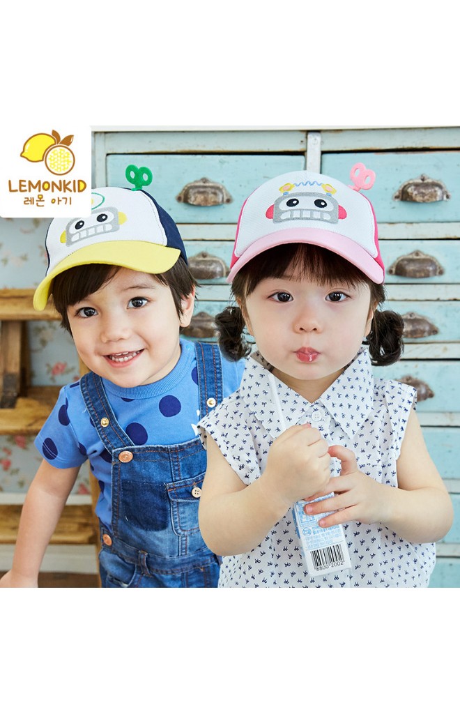 หมวกแก๊ปกันแดดปักลายหุ่นยนต์ จาก Lemonkid