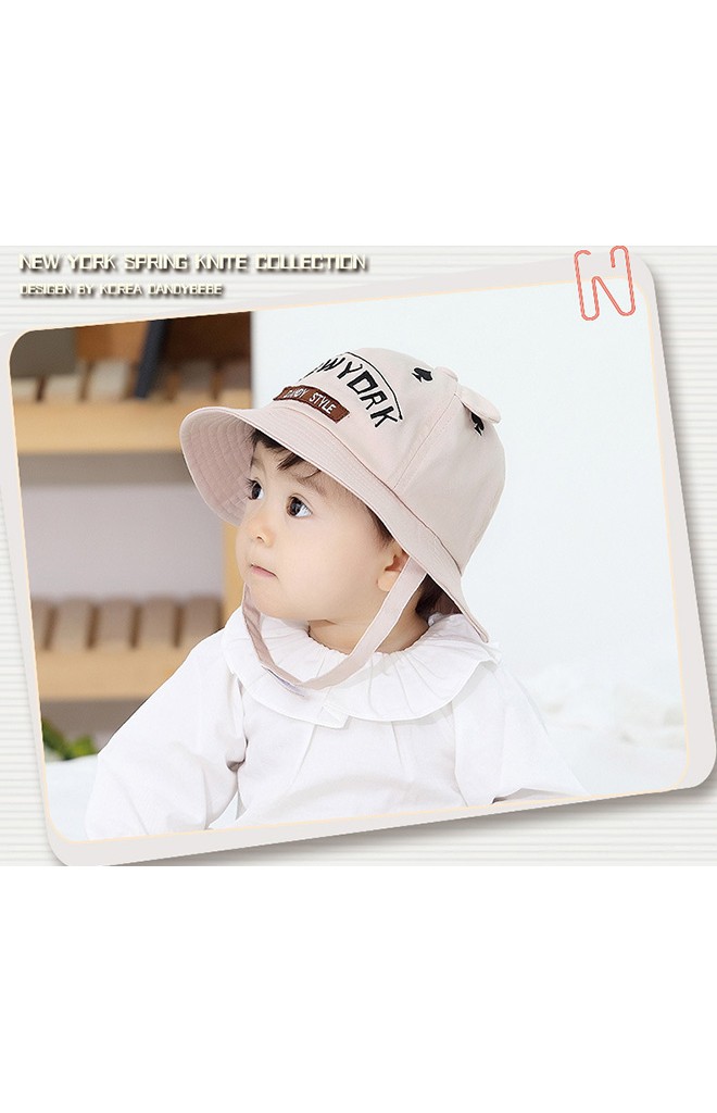 หมวกเด็กปีกรอบปัก NEW YORK แต่งหูน่ารัก