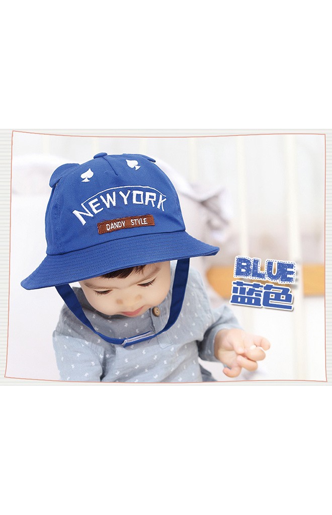 หมวกเด็กปีกรอบปัก NEW YORK แต่งหูน่ารัก