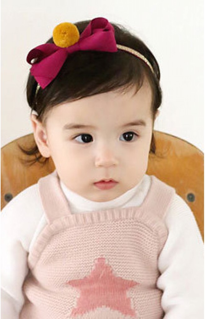 สายคาดผมโบว์ตรงกลางแต่งปอมปอม สายเลื่อม