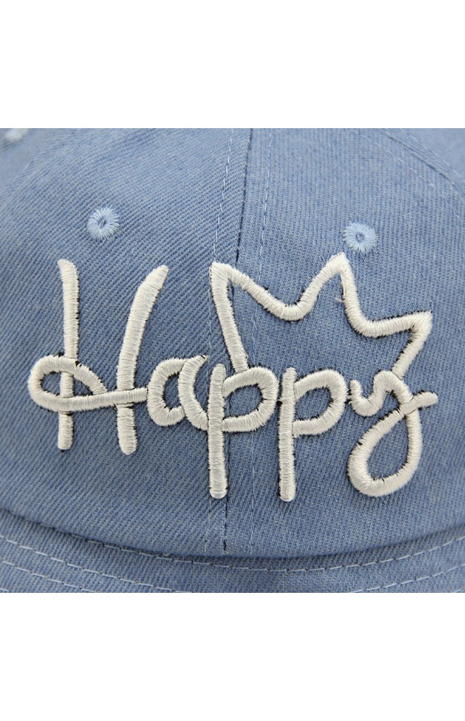หมวกยีนส์ปีกรอบ ปักอักษร Happy