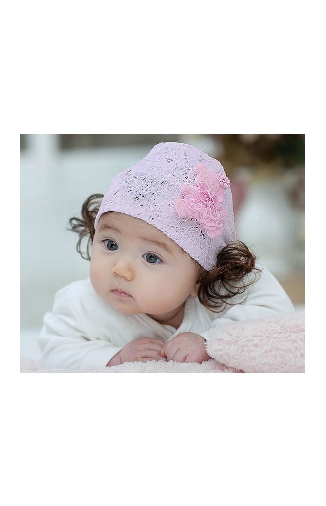 ผ้าคาดลูกไม้ปอยผมแต่งหมีผูกโบว์