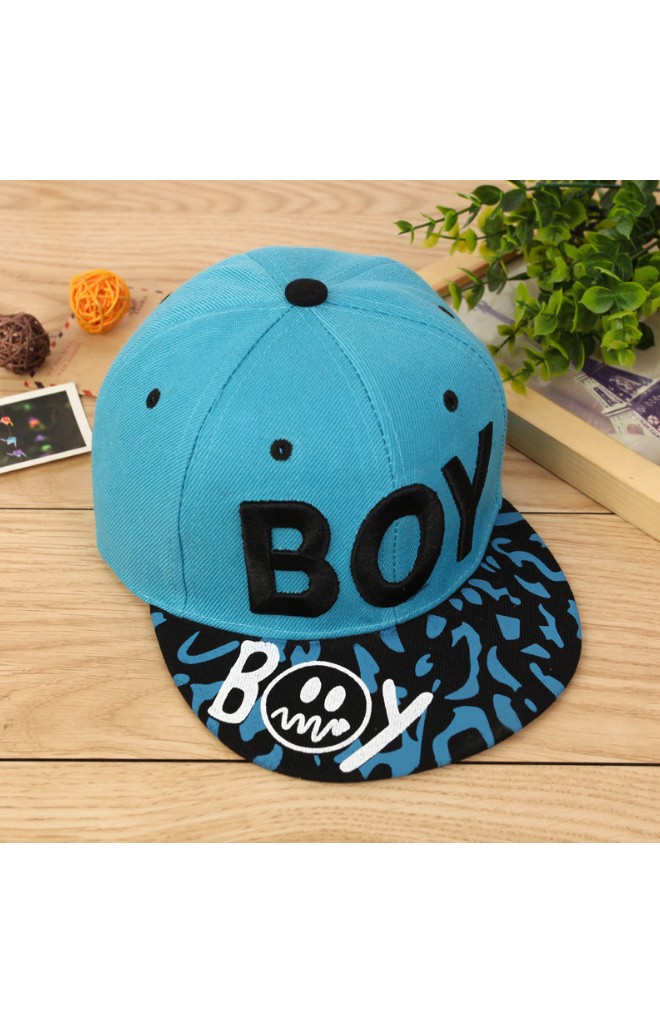 หมวกฮิปฮอปปักอักษร BOY ปีกหมวกลายสวย