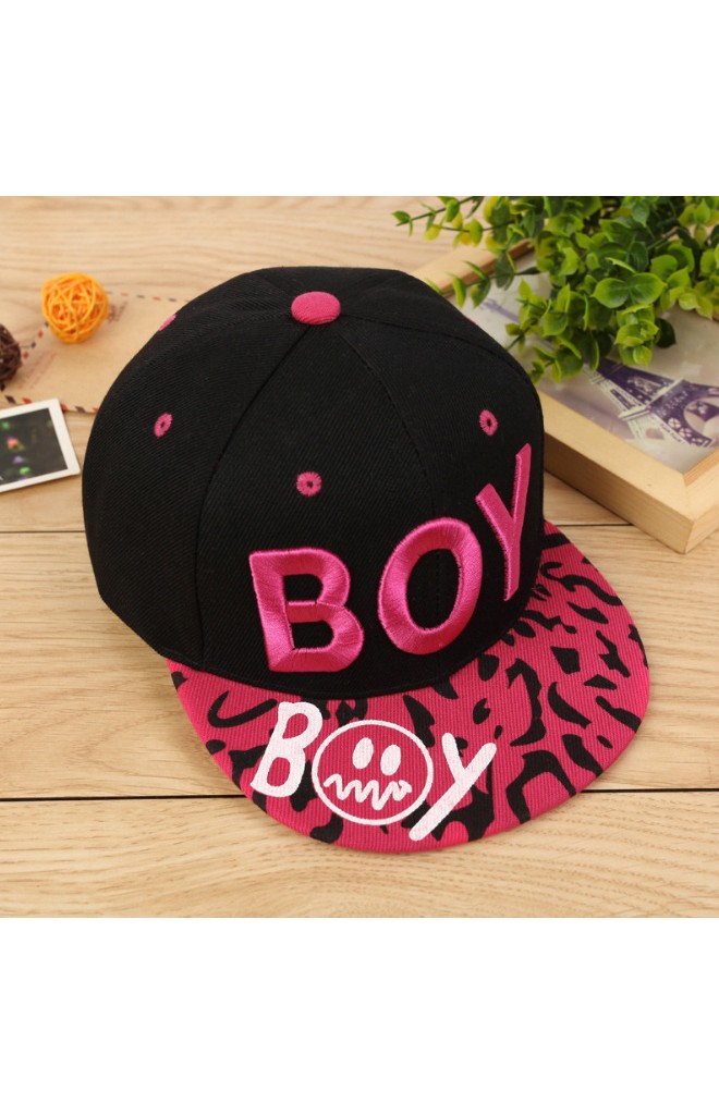 หมวกฮิปฮอปปักอักษร BOY ปีกหมวกลายสวย