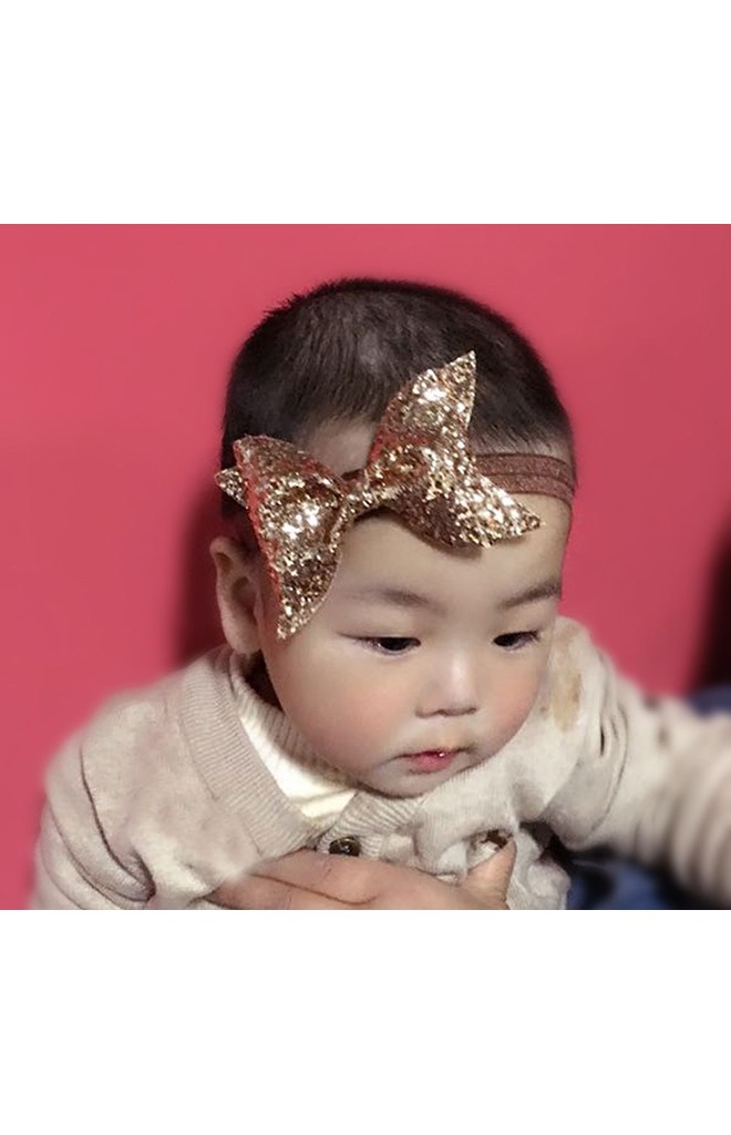 ผ้าคาดผมสาวน้อยโบว์เลื่อมใหญ่