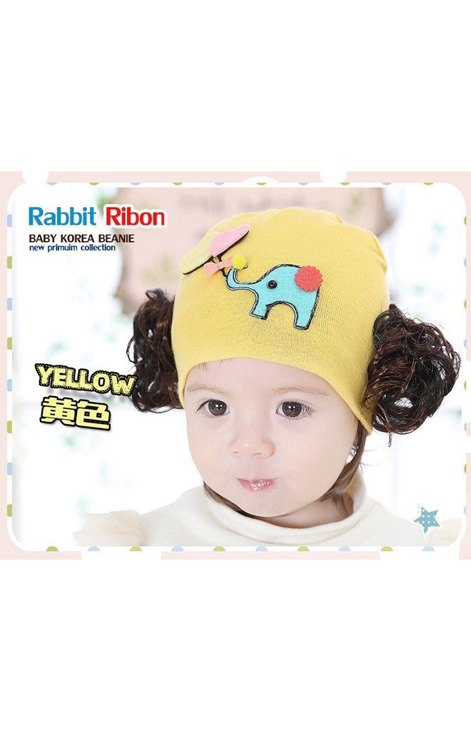 หมวกปอยผมเด็กหญิงแต่งรูปช้างและลูกโป่งรูปหัวใจ