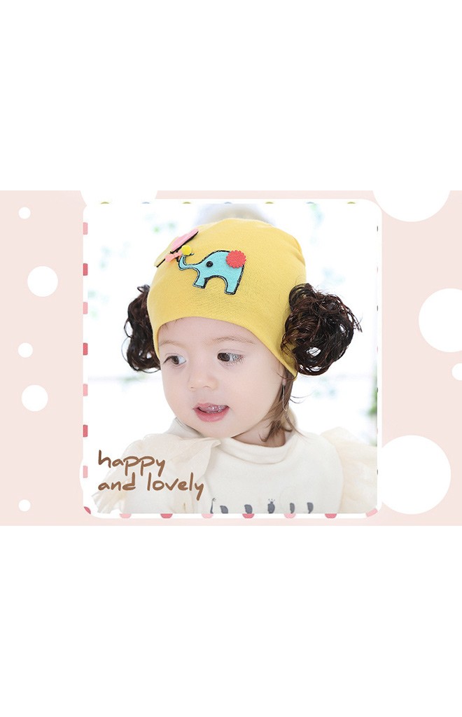 หมวกปอยผมเด็กหญิงแต่งรูปช้างและลูกโป่งรูปหัวใจ