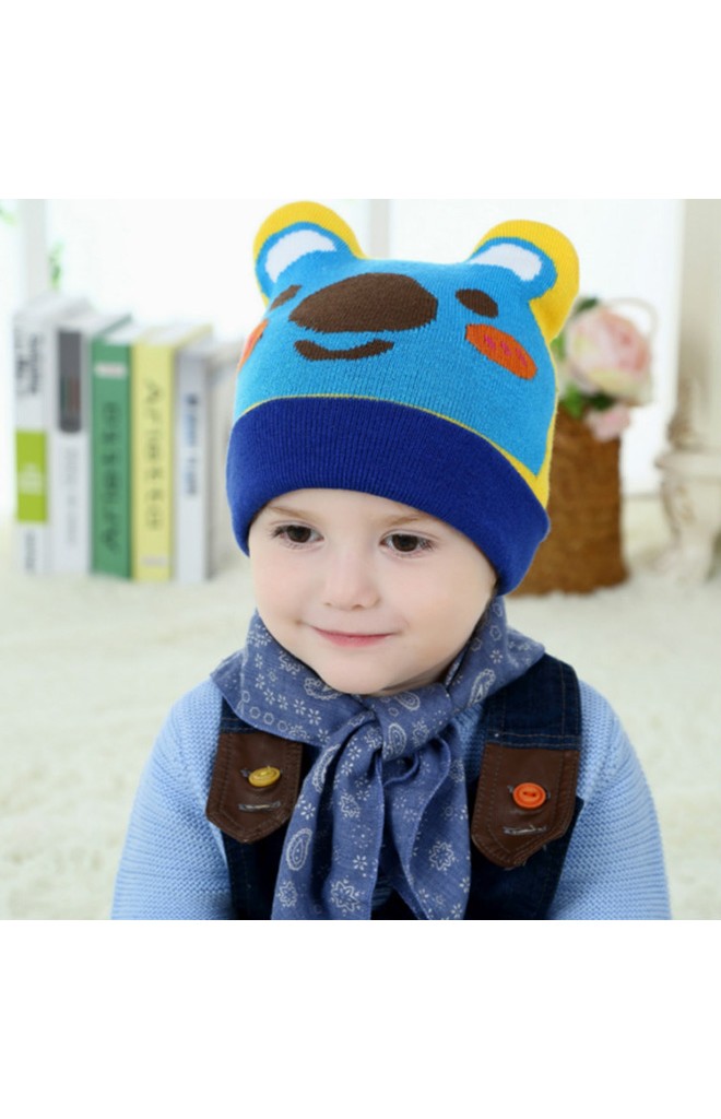 หมวกหมีน้อยน่ารักพับขอบ