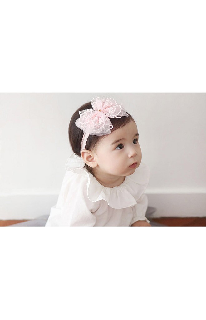 สายคาดผมเด็กหญิงรูปโบว์ลูกไม้สวย