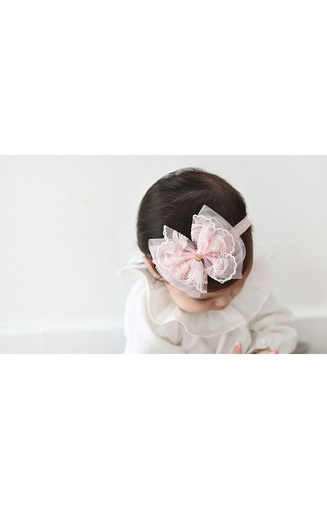 สายคาดผมเด็กหญิงรูปโบว์ลูกไม้สวย