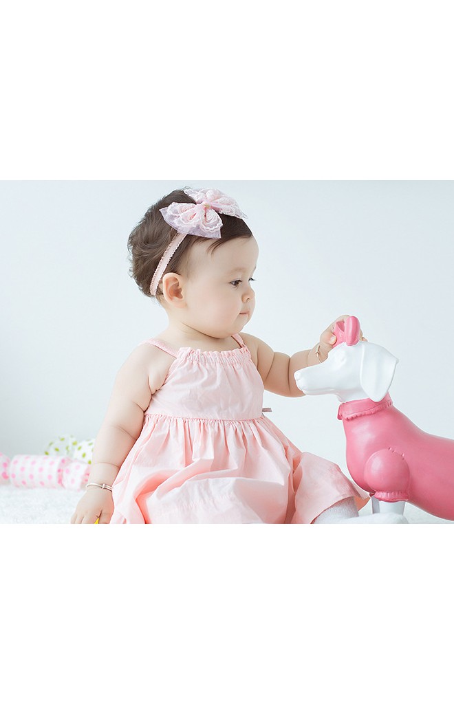 สายคาดผมเด็กหญิงรูปโบว์ลูกไม้สวย