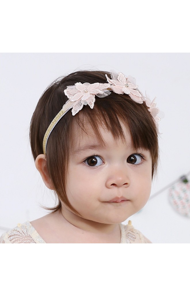 สายคาดผมลูกไม้ดอกไม้ซ้อน สายคาดเลื่อม