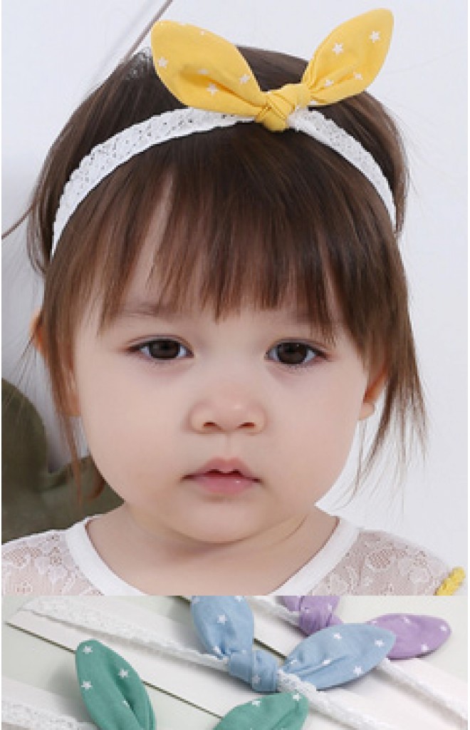 สายคาดผมเด็กโบว์กระต่ายลายดาว สายลูกไม้ยืด สายคาดผมเด็กโบว์กระต่ายลายดาว สายลูกไม้ยืด