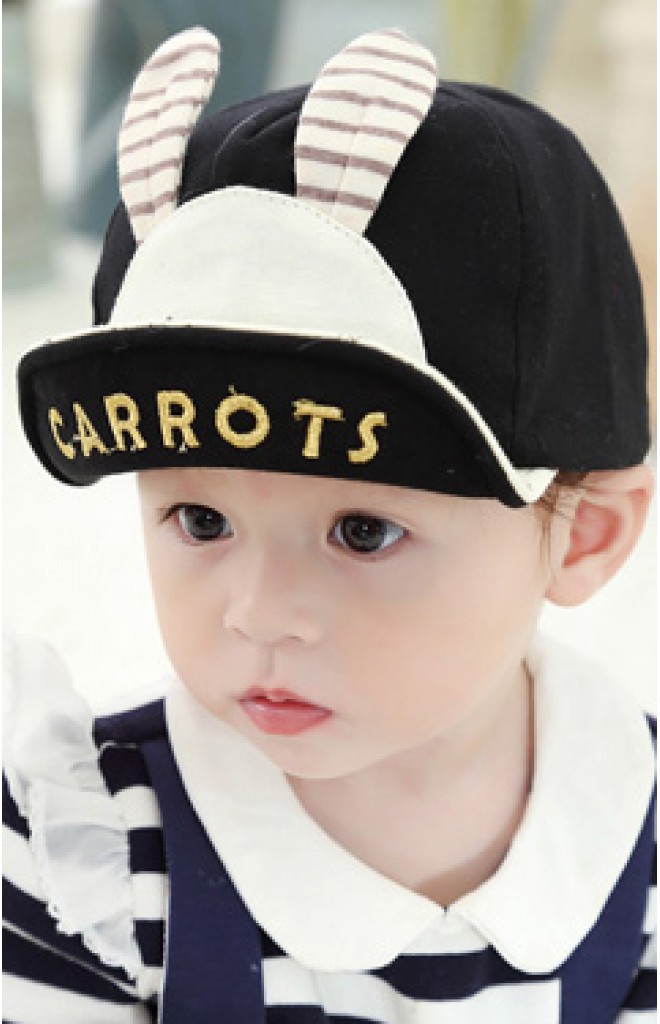 หมวกแก๊ปเด็กหน้ากระต่ายน้อย ปักอักษร CARROTS หมวกแก๊ปเด็กหน้ากระต่ายน้อย ปักอักษร CARROTS