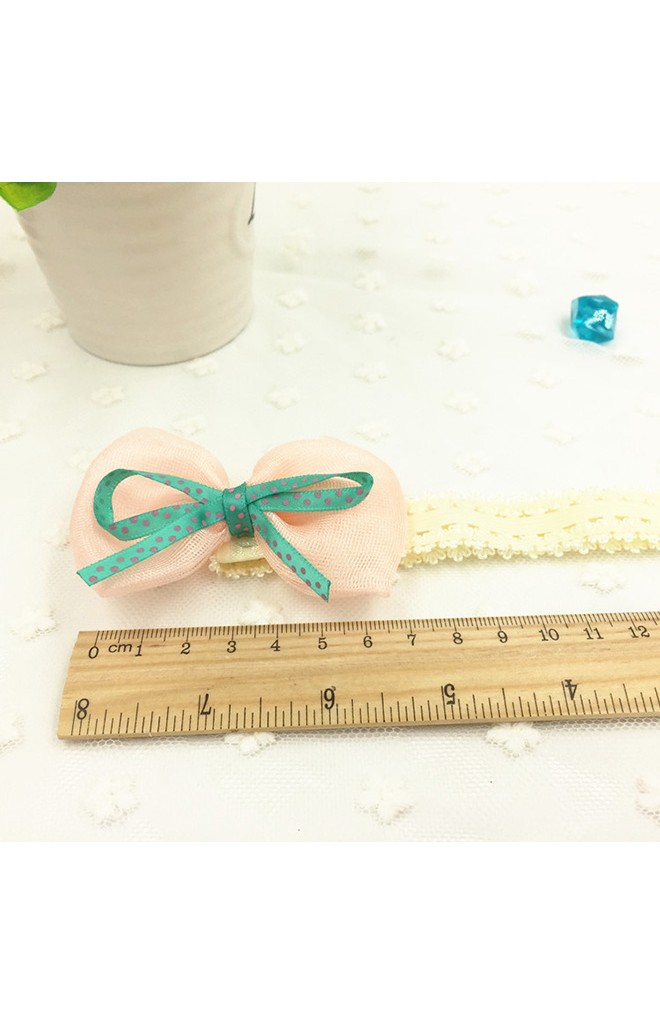 สายคาดผมโบว์สีหวาน ซ้อนด้วยสายโบว์เล็กลายจุด