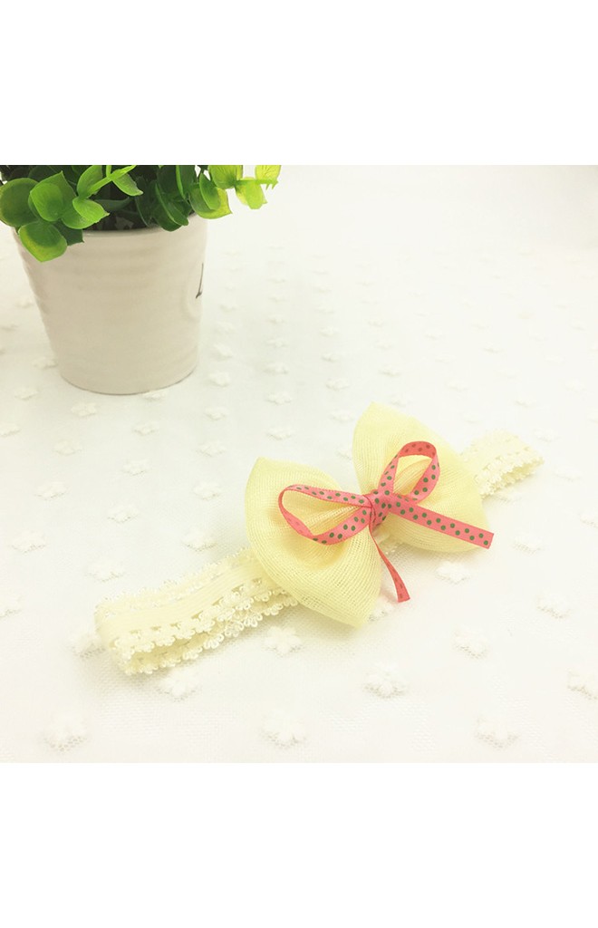 สายคาดผมโบว์สีหวาน ซ้อนด้วยสายโบว์เล็กลายจุด