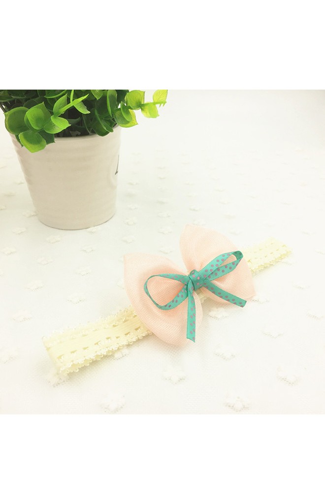 สายคาดผมโบว์สีหวาน ซ้อนด้วยสายโบว์เล็กลายจุด