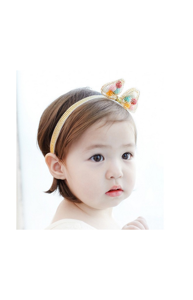 สายคาดผมโบว์ผ้าตาข่ายใส่ลูกบอลเล็กๆ สีสันสดใส