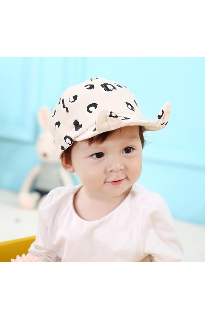 หมวแก๊ปเด็กลายเสือดาว ปลายปีกแต่งหูเสือ