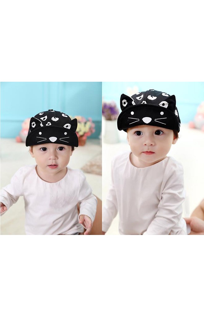 หมวแก๊ปเด็กลายเสือดาว ปลายปีกแต่งหูเสือ