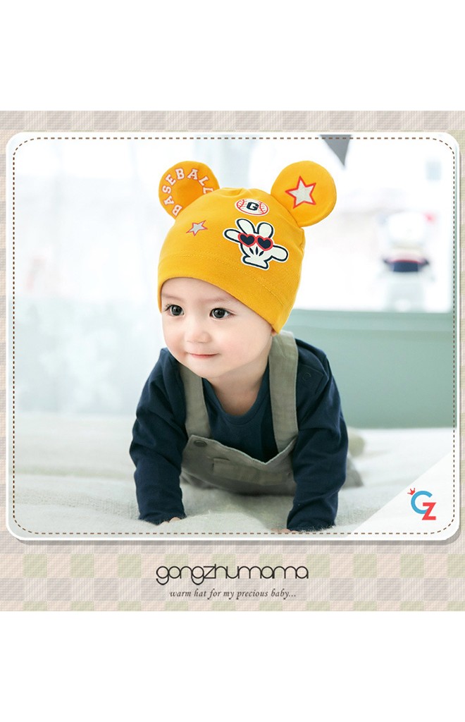 หมวกเด็กแต่งหูมิกกี้สกรีน BASEBALL จาก GZMM