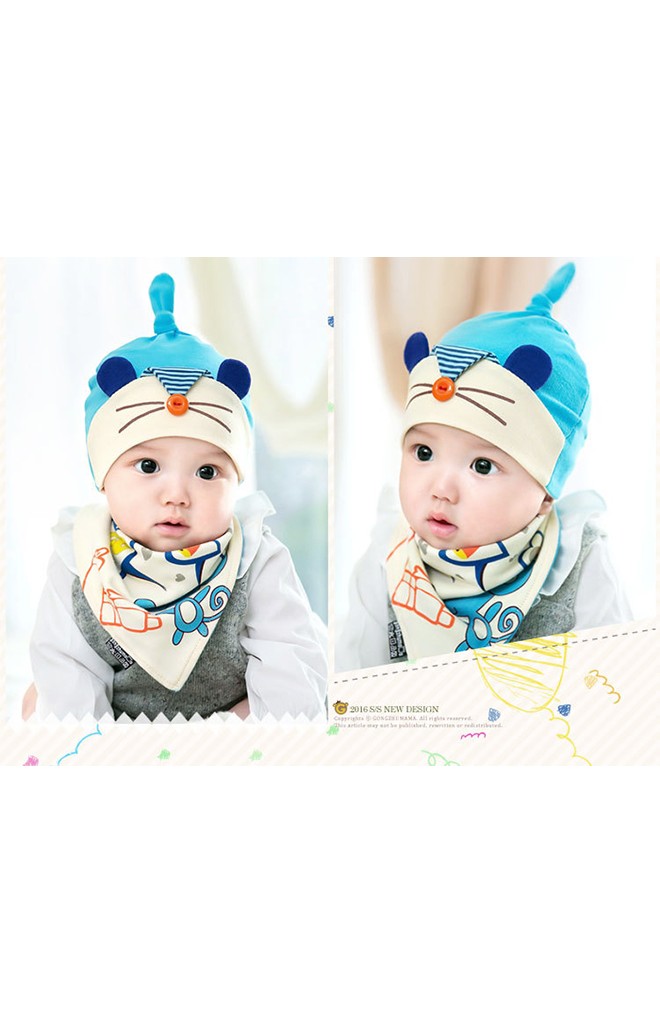 เซ็ตหมวกเด็กพร้อมผ้ากันเปื้อน HAPPY MOUSE BEANIE & BIBSET จาก GZMM