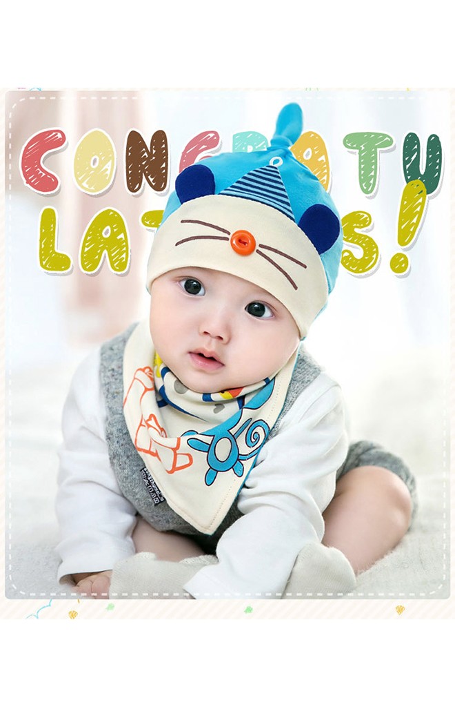 เซ็ตหมวกเด็กพร้อมผ้ากันเปื้อน HAPPY MOUSE BEANIE & BIBSET จาก GZMM