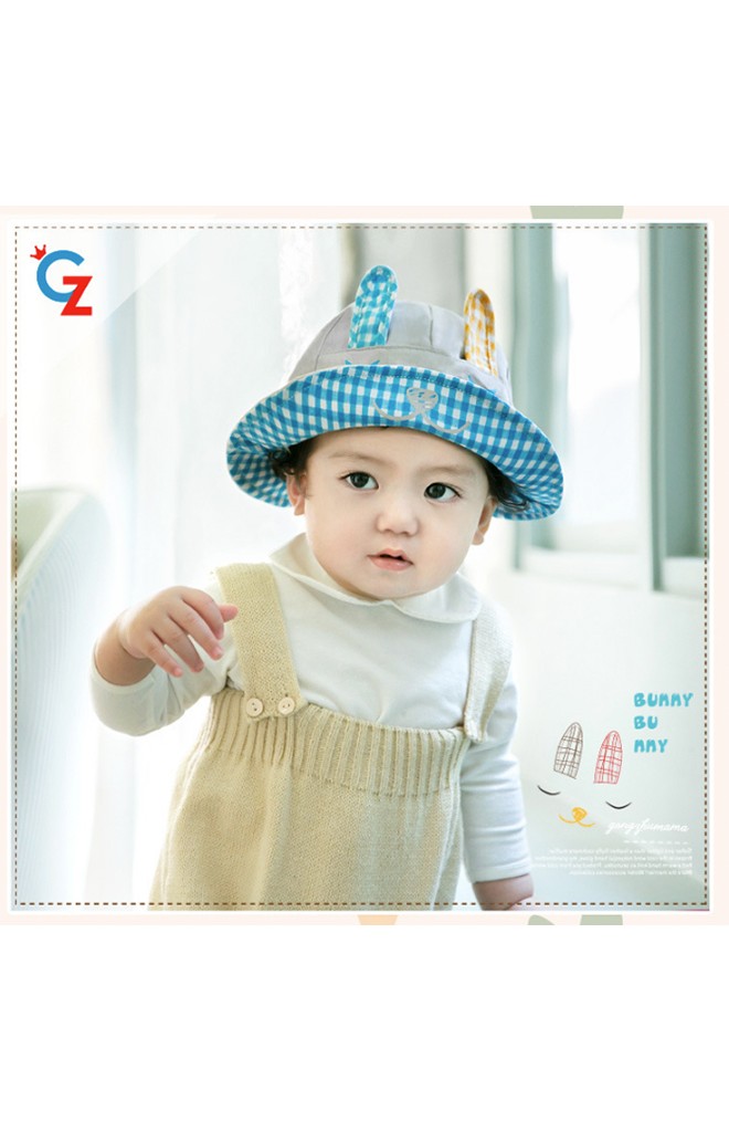 หมวกบักเก็ตหน้ากระต่ายน้อย แต่งผ้าลายสก๊อต จาก GZMM