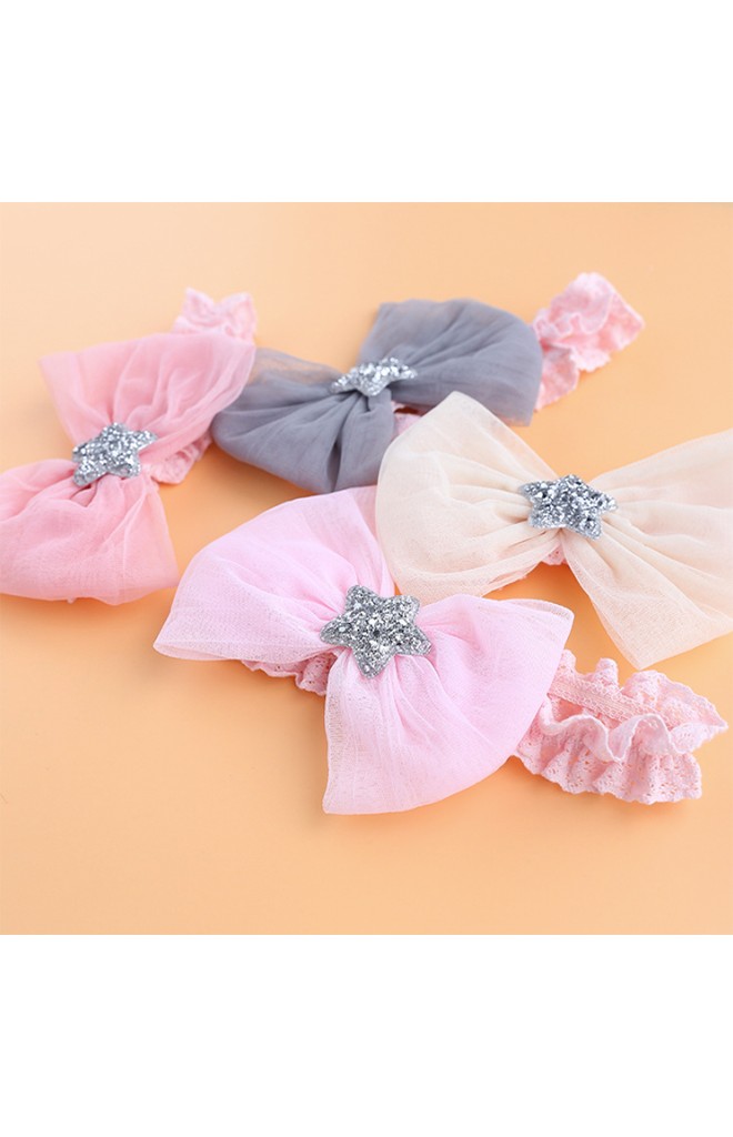 สายคาดผมโบว์ใหญ่แต่งรูปดาว สายคาดผมลูกไม้หวาน angel neitiri
