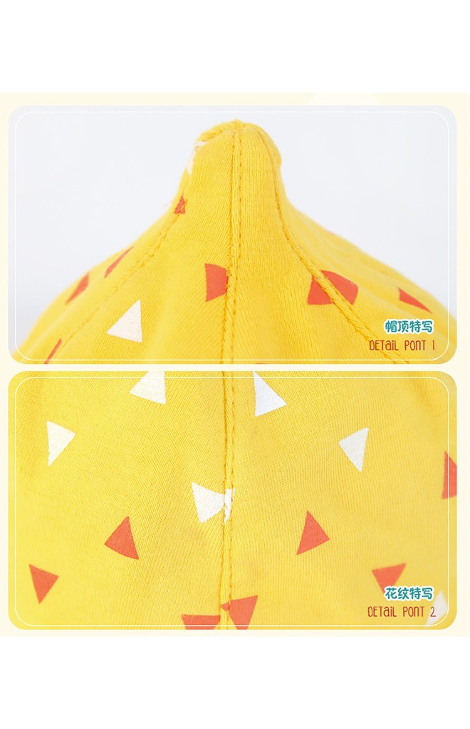 หมวกปีกรอบยอดแหลมลายสามเหลี่ยม ปัก hello จาก GZMM