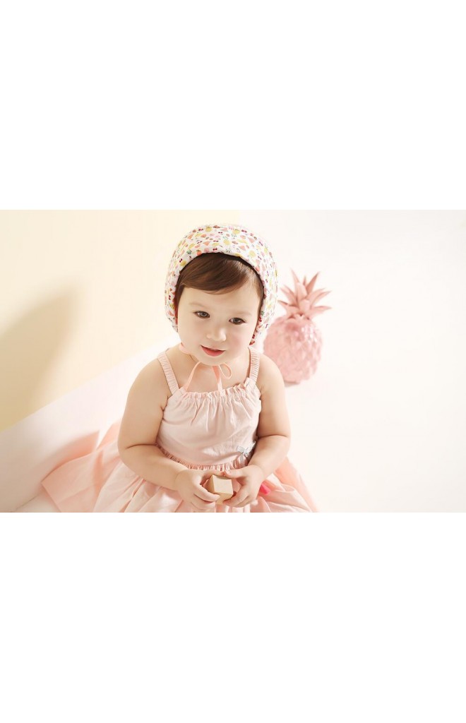 หมวกสาวน้อยใส่ได้ทั้งสองด้าน ทั้งลายพื้น และ ลายผลไม้