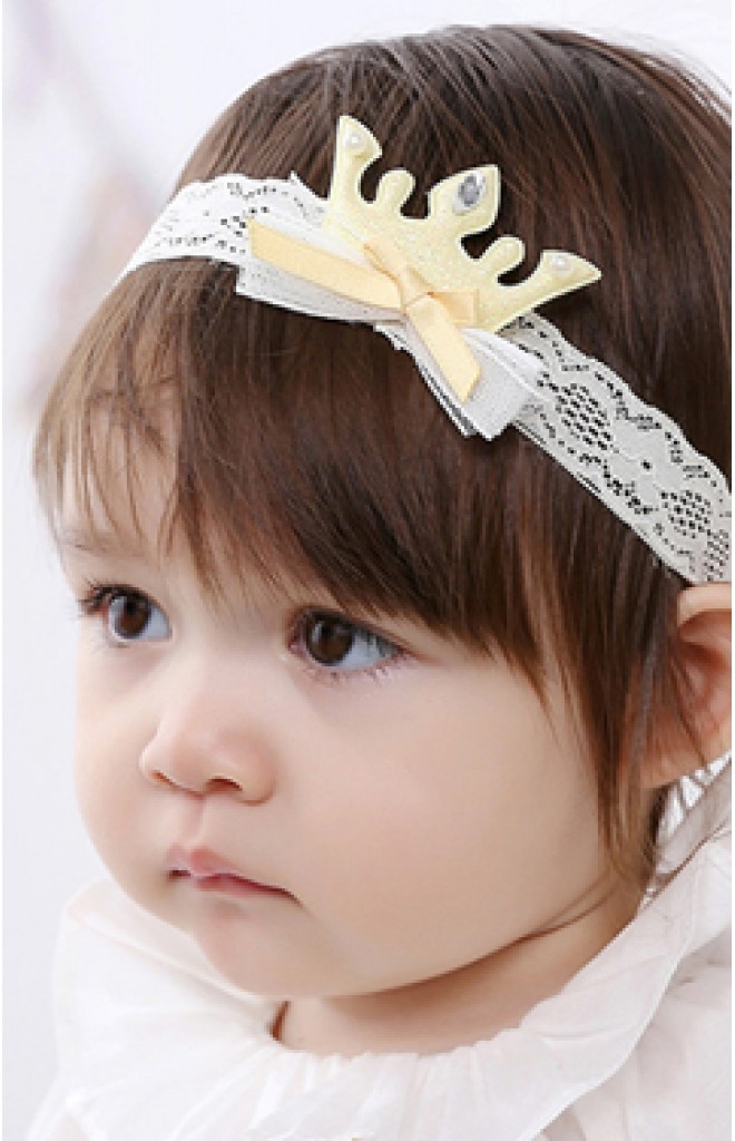 สายคาดผมมงกุฎสายลูกไม้ยืดสีขาว สายคาดผมมงกุฎสายลูกไม้ยืดสีขาว